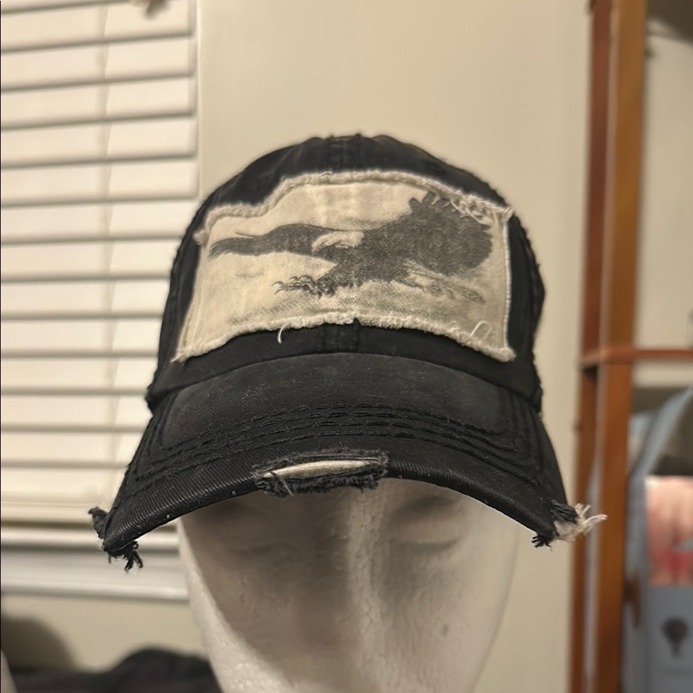 Black Distressed Cap with Patch